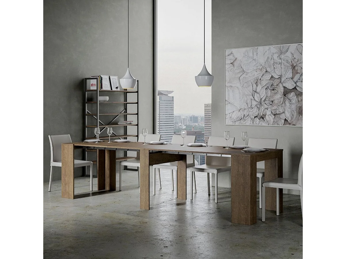 Console extensible 90x48/296 cm Venus noyer rallonges internes