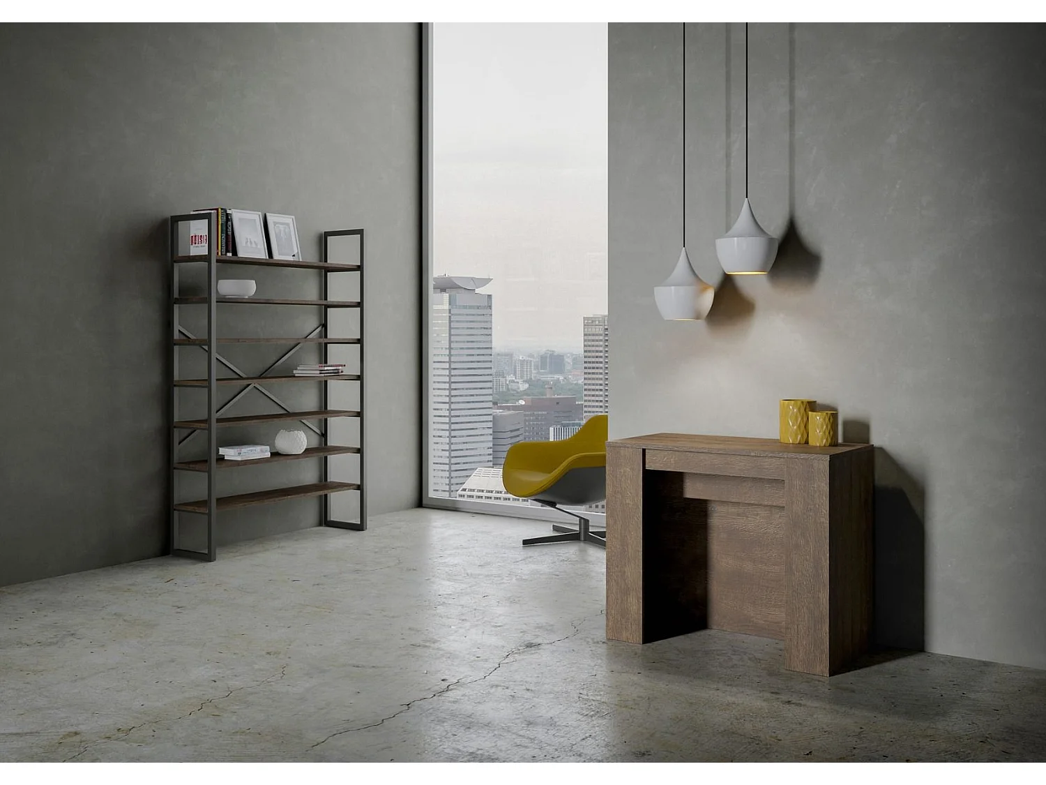 Console extensible 90x48/296 cm Venus noyer rallonges internes