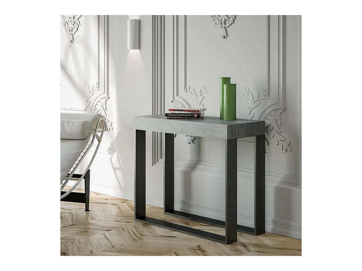 Consola extensible 90x40/196 cm Elettra Small Cemento estructura Antracita