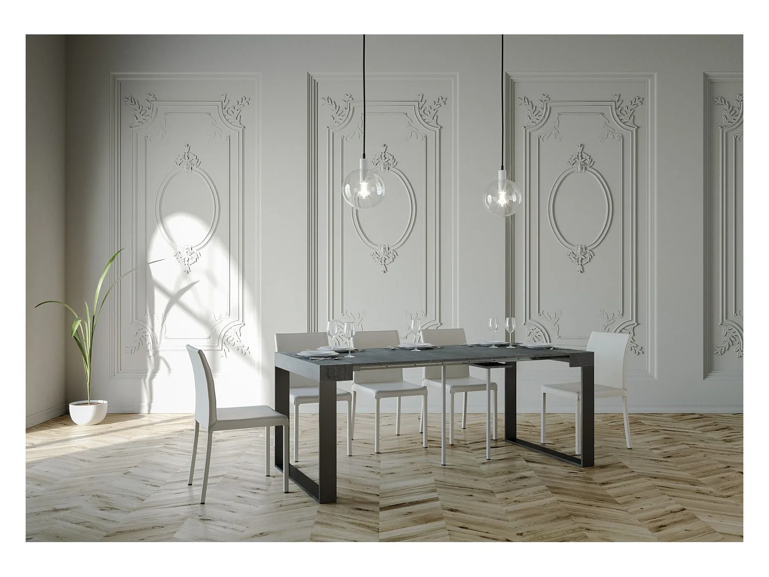 Consola extensible 90x40/196 cm Elettra Small Cemento estructura Antracita