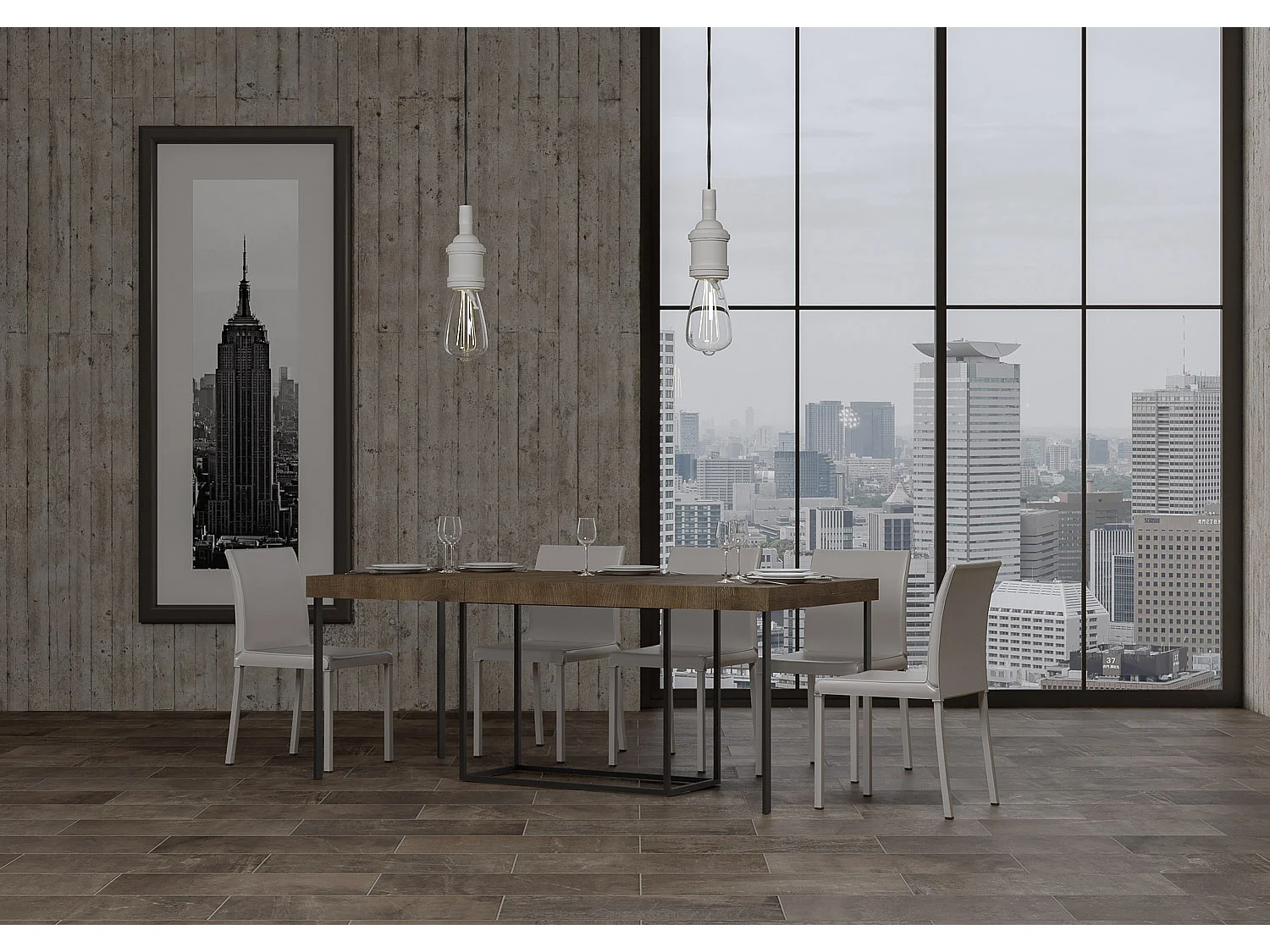 Rozkładana konsola 90x40/196 cm Nordica Small Premium Struktura orzecha Antracyt