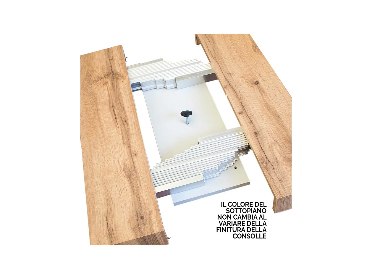 Ausziehbarer Konsolentisch 90x40/196 cm Nordica Small Eiche Natur mit Eisenrahmen aus Anthrazit