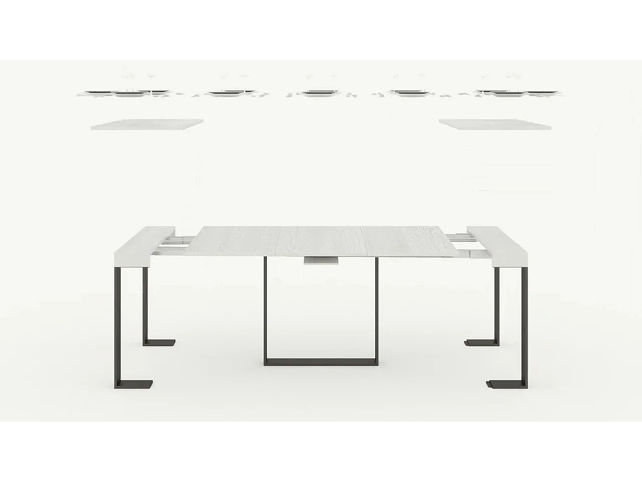 Mesa consola extensível 90x40/196 cm Futura Small Nogueira quadro Antracite
