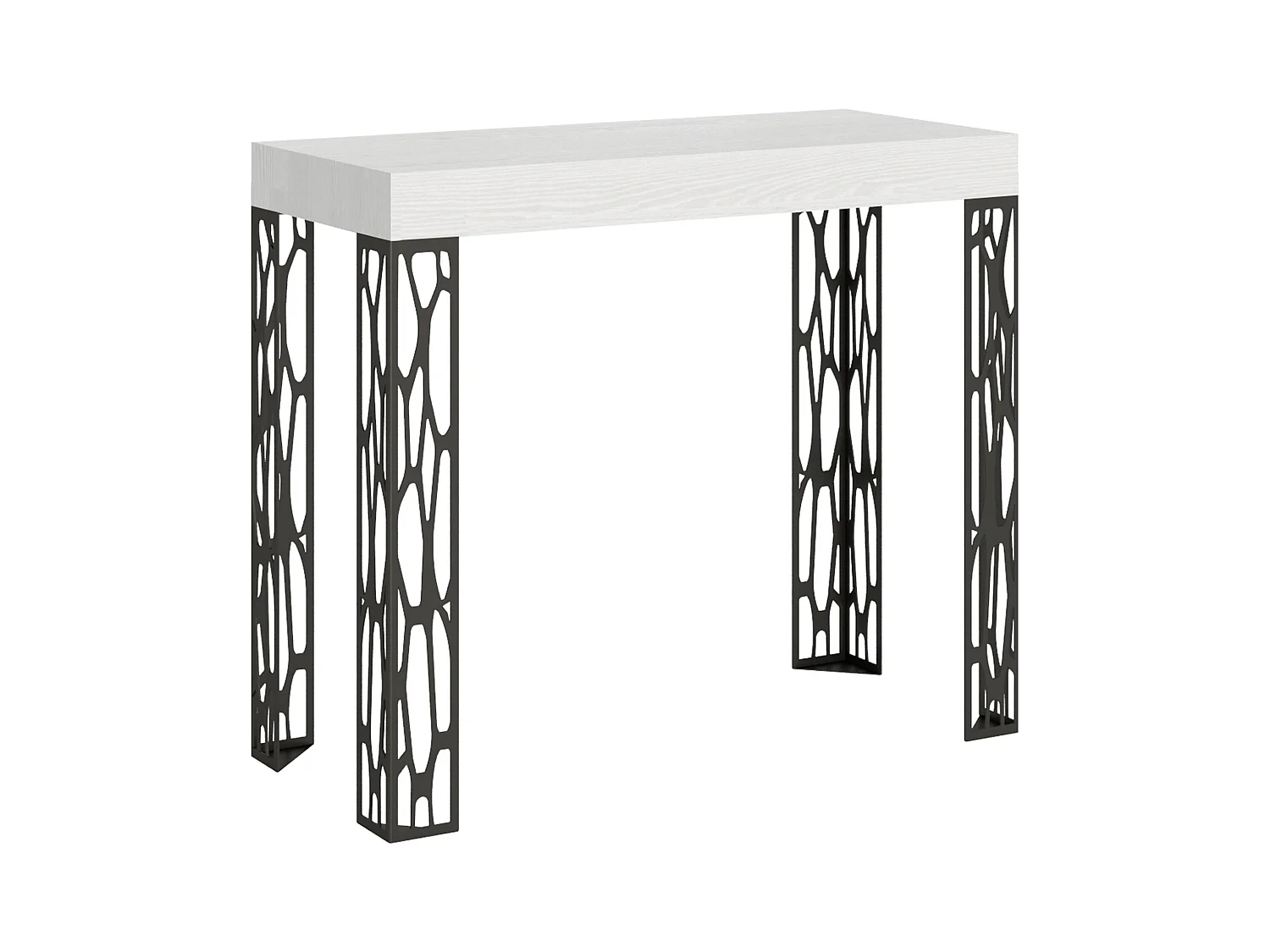 Console extensible 90x40/300 cm Ghibli Frêne Blanc cadre Anthracite