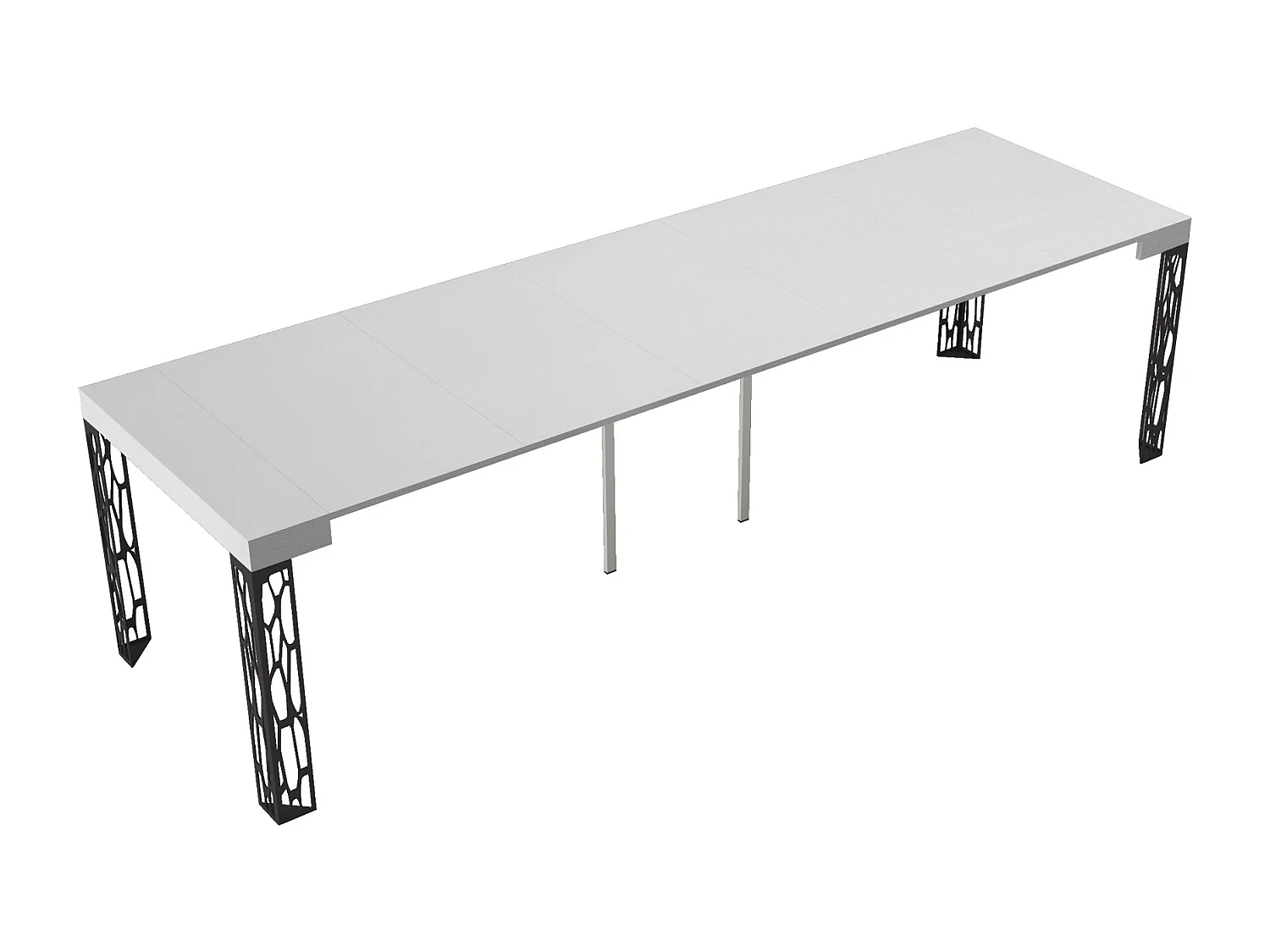 Console extensible 90x40/300 cm Ghibli Frêne Blanc cadre Anthracite