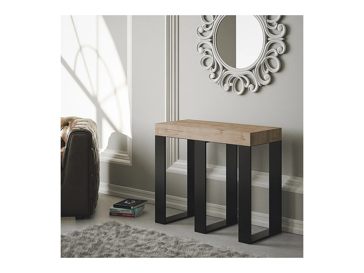 Consola extensible 90x40/196 cm Sintesi Small Premium Roble Nature Estructura Antracita