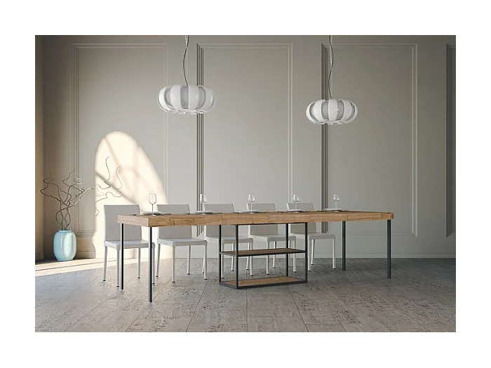 Wysuwana konsola 90x40/300 cm Plano Premium Dąb Naturalny Struktura Antracyt