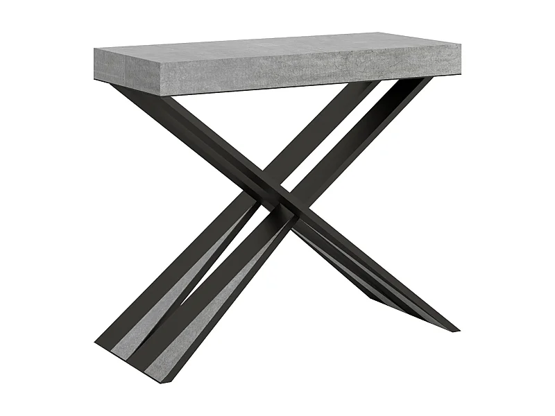 Console extensible 90x40/196 cm Diago Small gris béton pieds anthracite