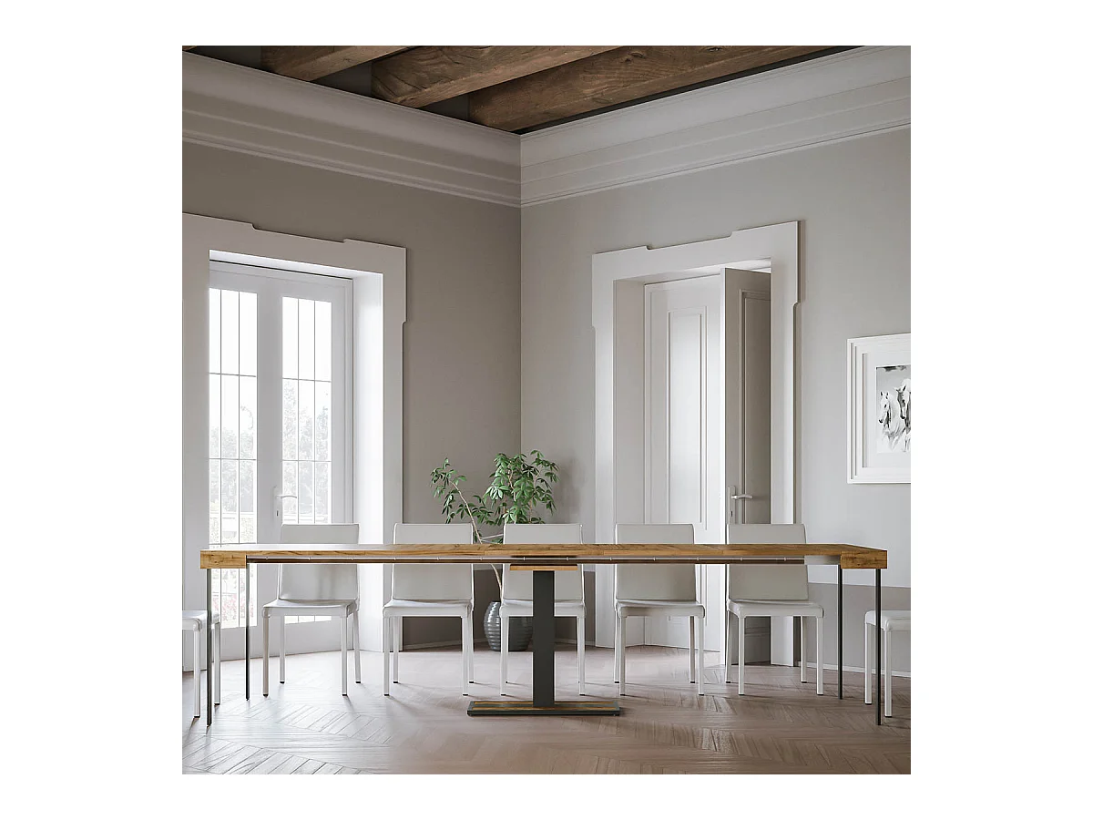 Console extensible 90x40/300 cm Capital Chêne Nature cadre Anthracite