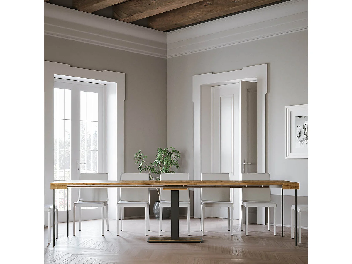 Console extensible 90x40/300 cm Capital Chêne Nature cadre Anthracite