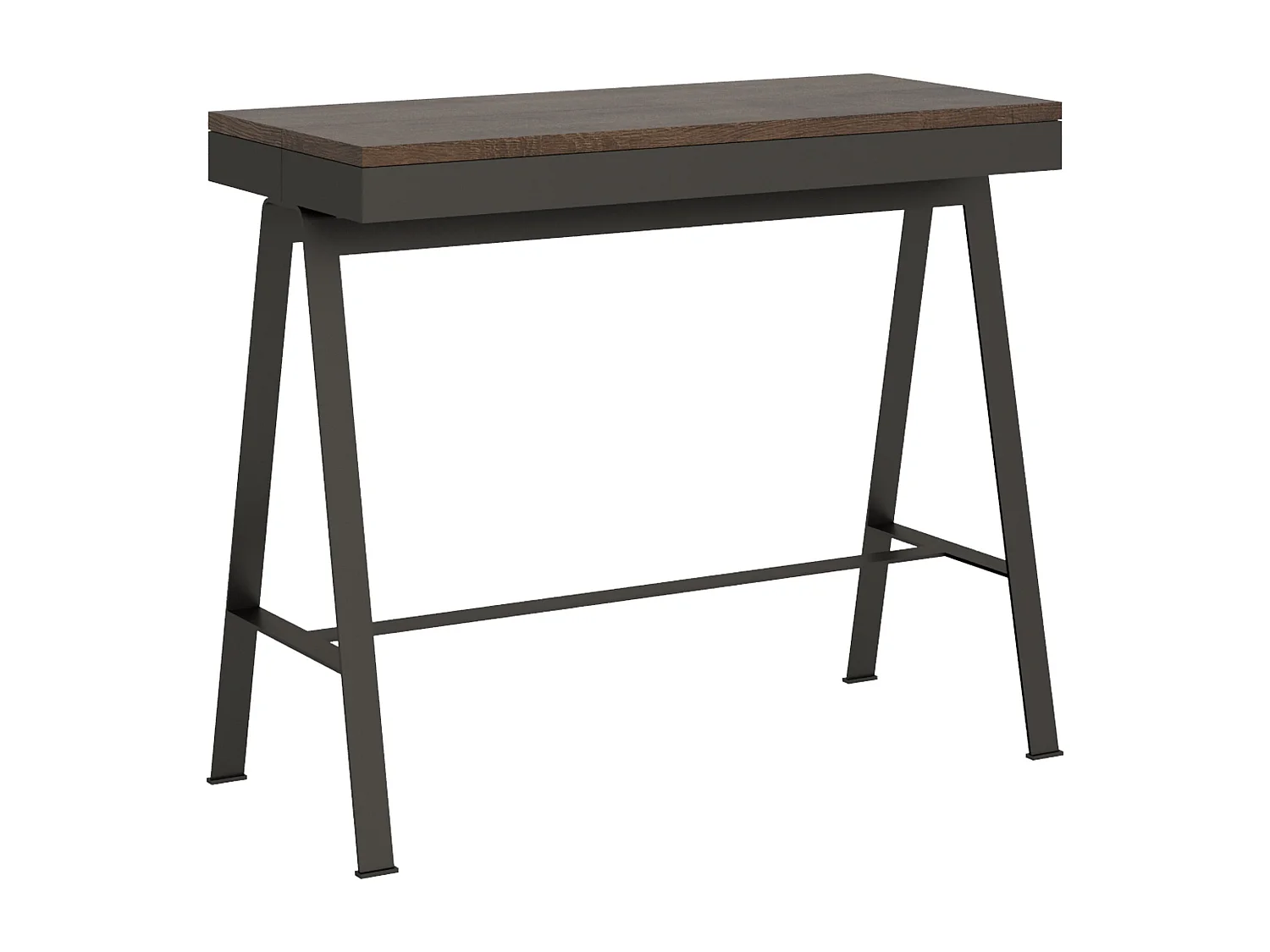 Console extensible 90x40/300 cm Banco Evolution Noyer cadre Anthracite