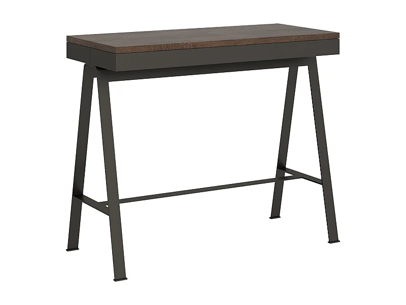 Console extensible 90x40/300 cm Banco Evolution Noyer cadre Anthracite
