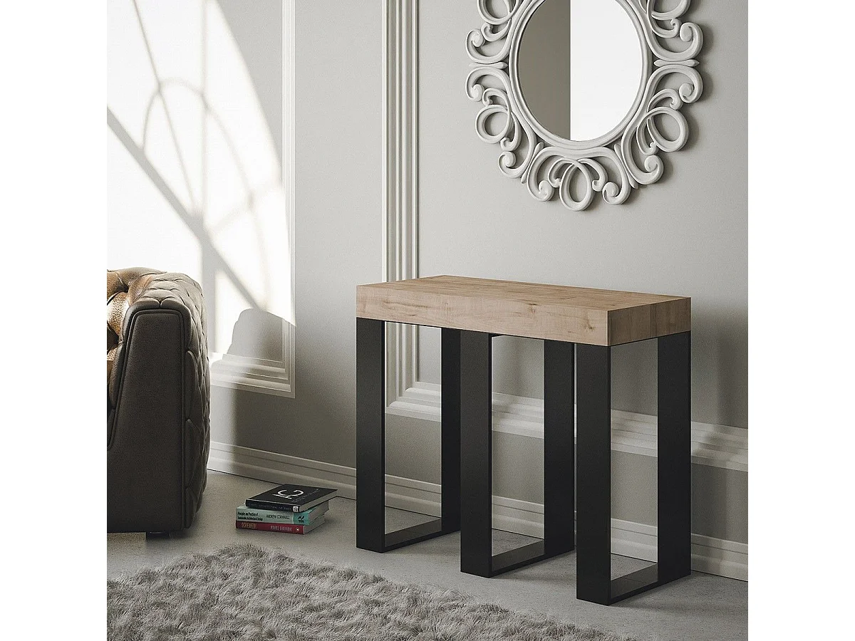 Console extensible 90x40/196 cm Sintesi Small Chêne Nature cadre Anthracite