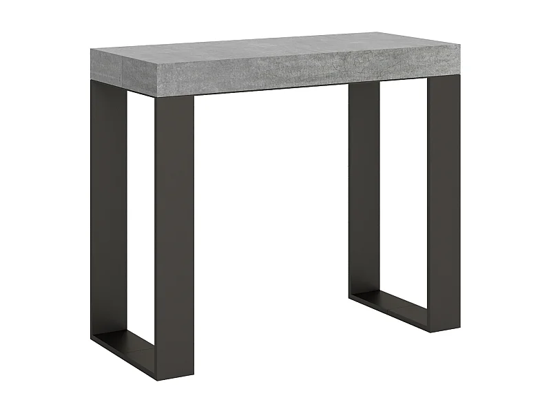 Uitschuifbare sidetable 90x40/196 cm Tecno Small Premium cement met antraciet frame