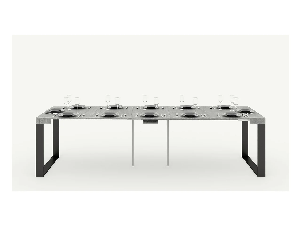 Console extensible 90x40/196 cm Elettra Small Noyer cadre Anthracite