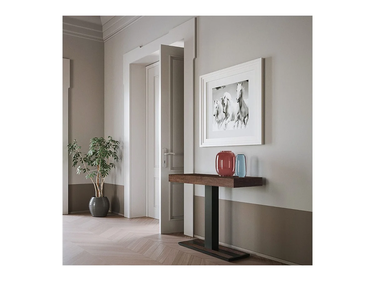 Wysuwana konsola 90x40/196 cm Capital Small Premium Struktura orzecha Antracyt