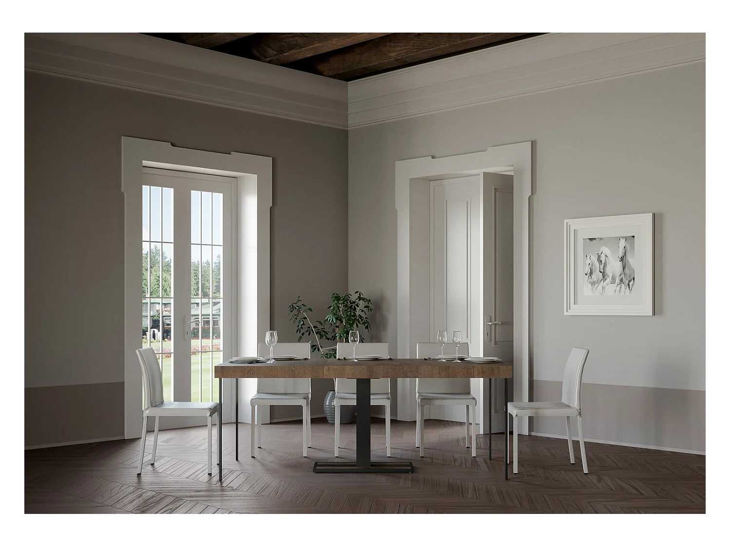 Wysuwana konsola 90x40/196 cm Capital Small Premium Struktura orzecha Antracyt