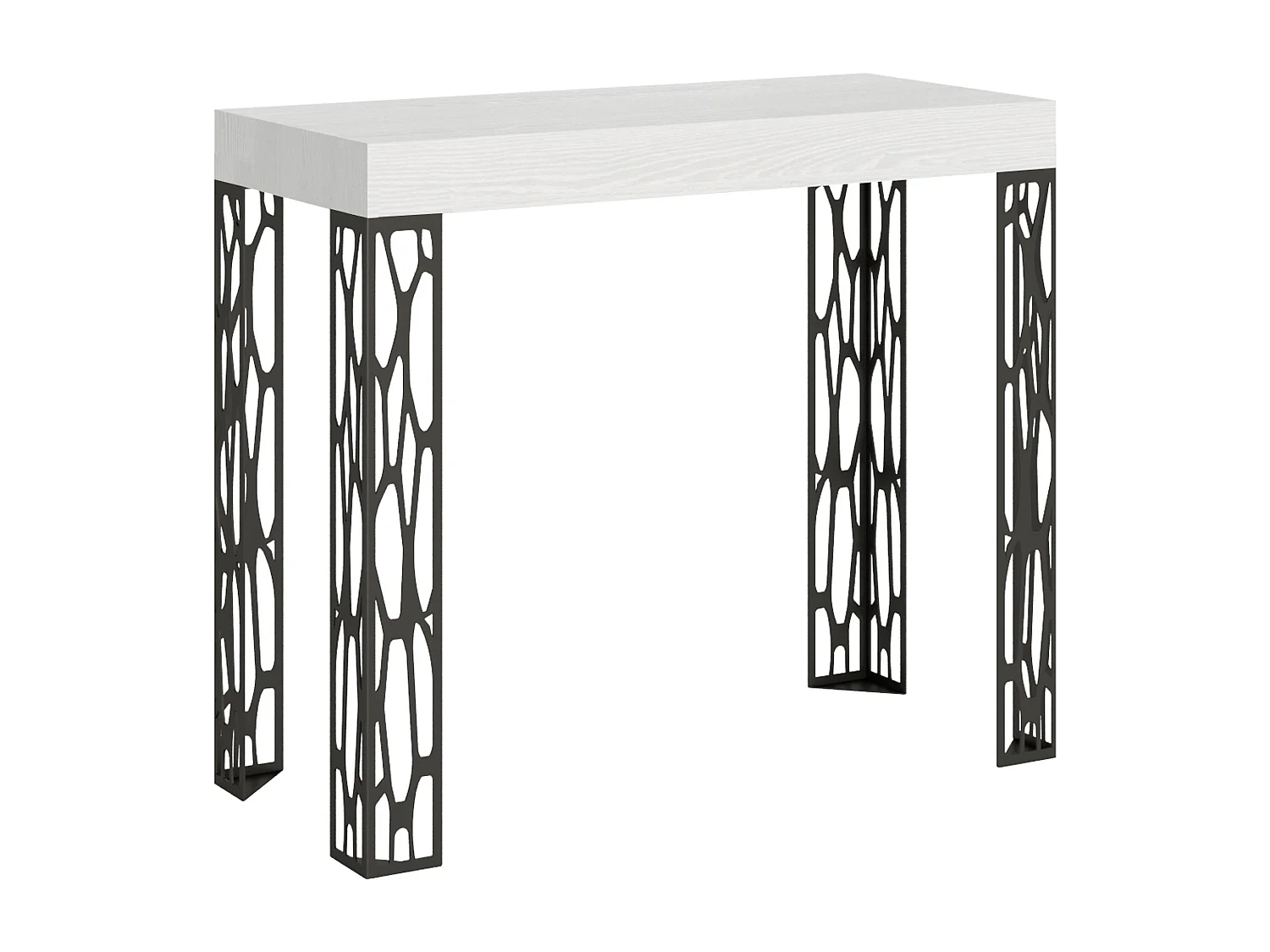 Console extensible 90x40/196 cm Ghibli Small Frêne Blanc cadre Anthracite