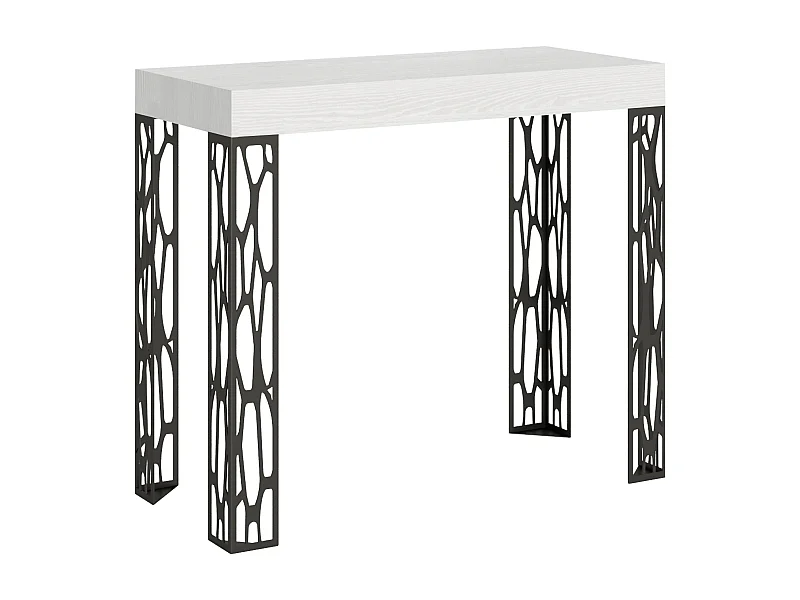 Console extensible 90x40/196 cm Ghibli Small Frêne Blanc cadre Anthracite