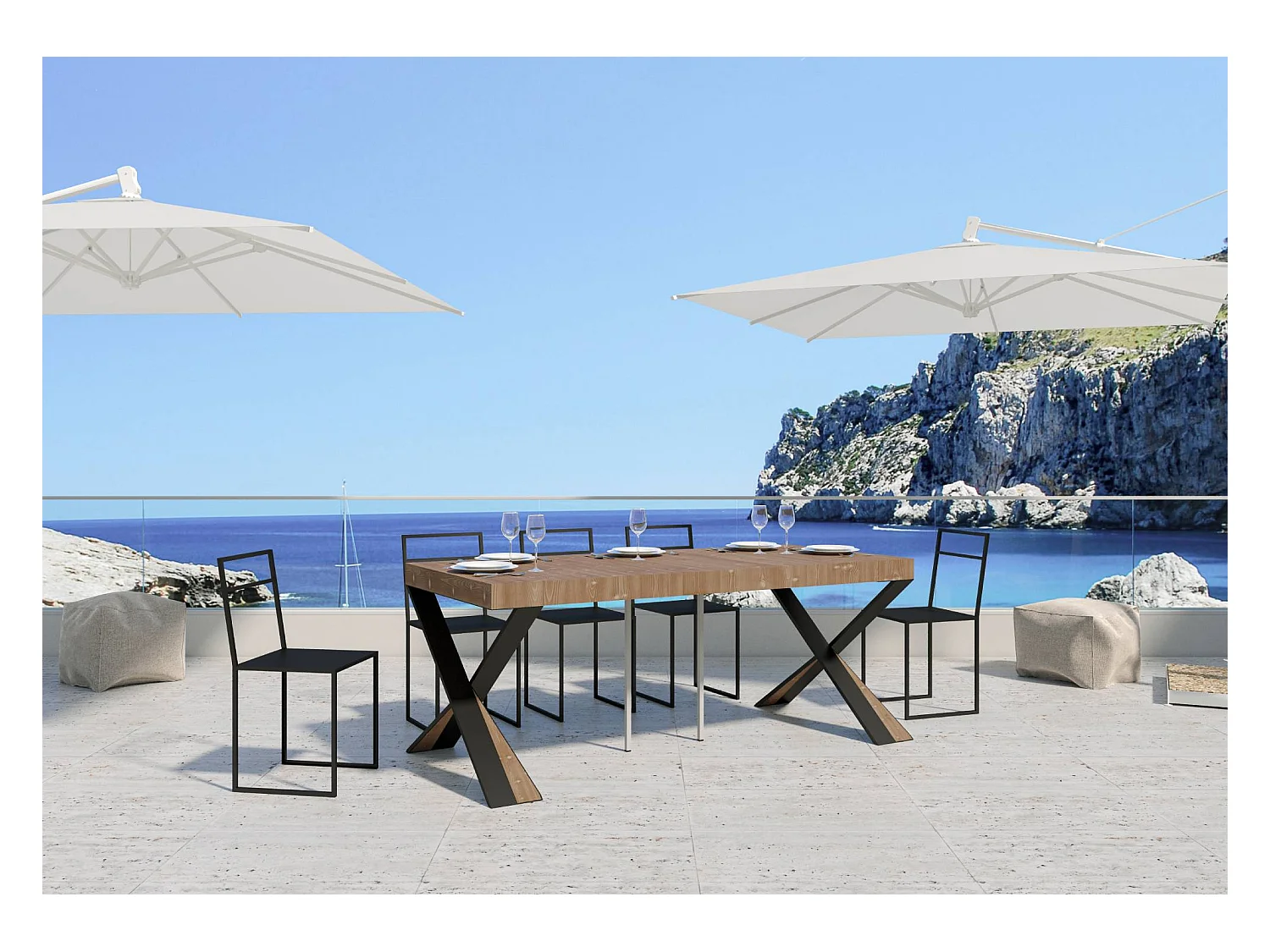 Console Lilla Small Premium Sapin Teinté cadre Anthracite