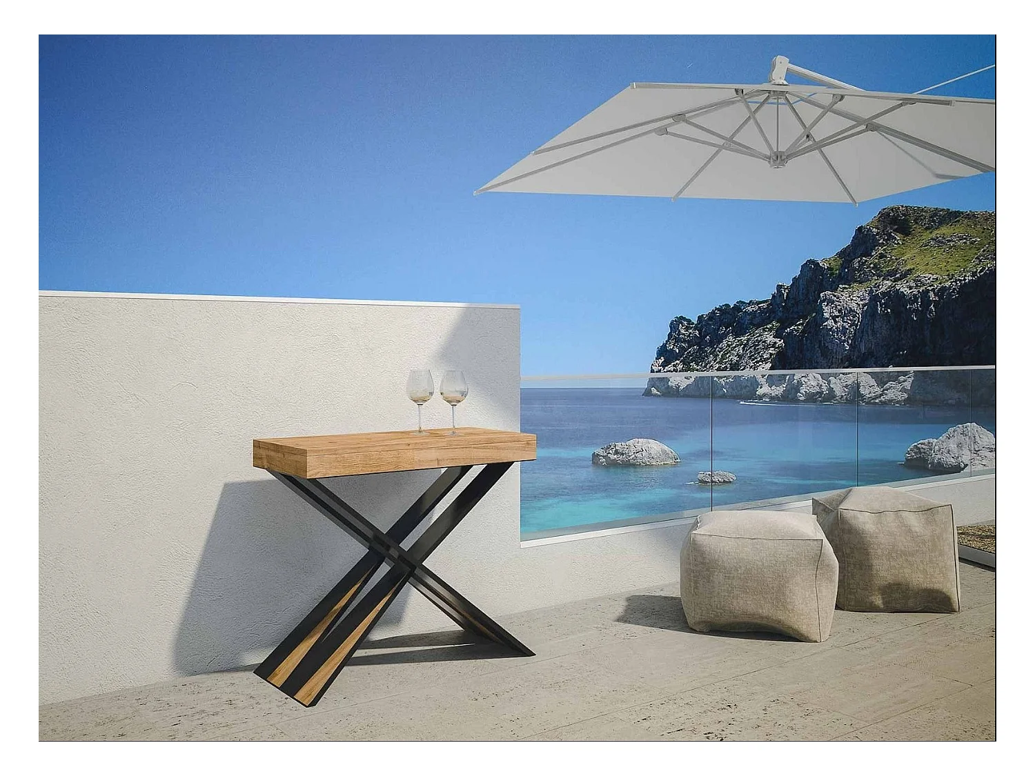 Console Lilla Small Premium Sapin Teinté cadre Anthracite