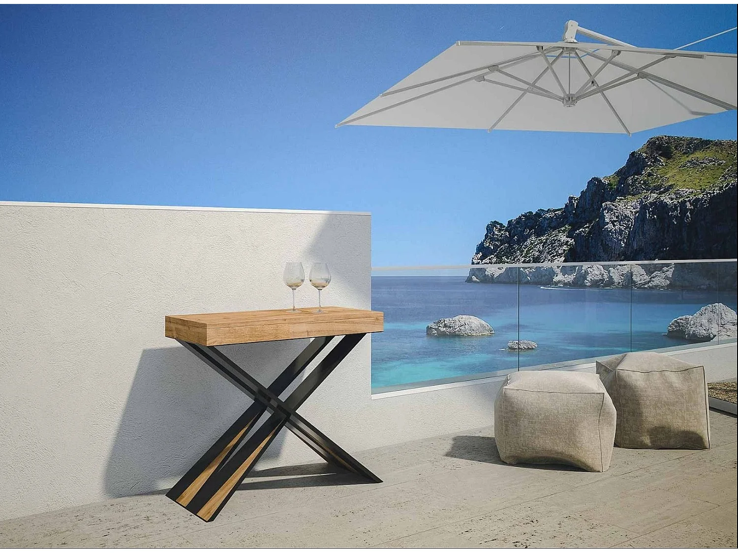 Console Lilla Small Premium Sapin Teinté cadre Anthracite