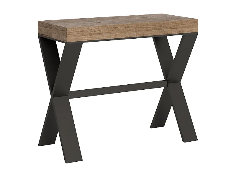Console extensible 90x40/196 cm Xenia Small Chêne Nature cadre Anthracite