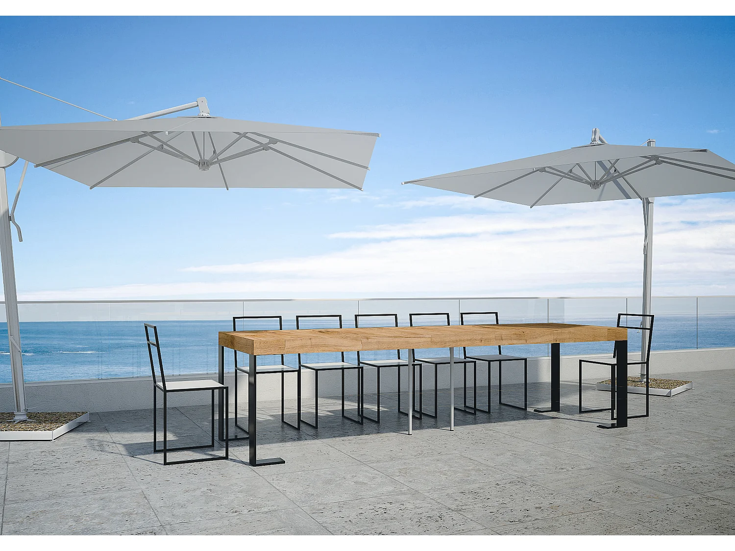 Console Extensible 90x40/290 cm Tecno Premium sapin teinté pieds anthracite