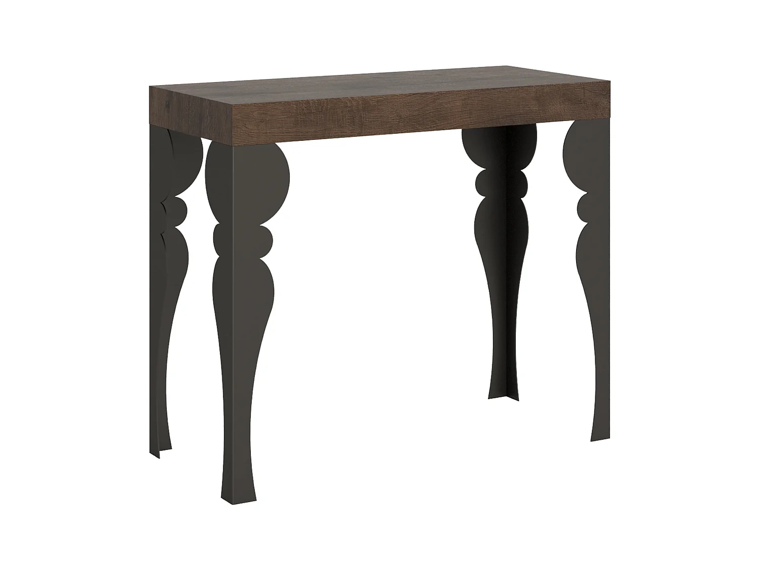 Console extensible 90x40/196 cm Paxon Small Noyer cadre Anthracite