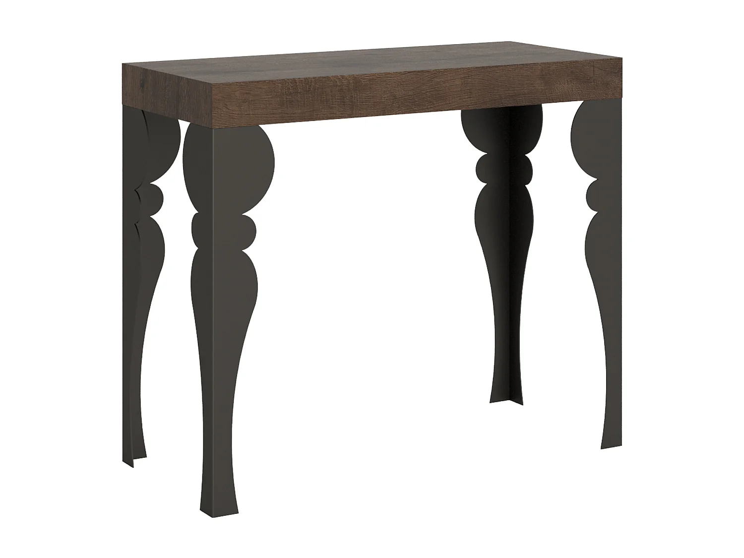 Ausziehbarer Konsolentisch 90x40/196 cm Paxon Small Nussbaum mit Eisenrahmen aus Anthrazit