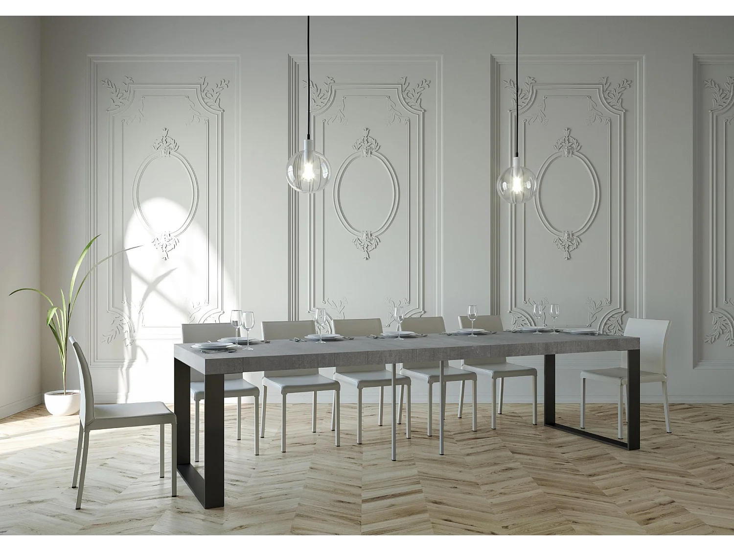 Wysuwana konsola 90x40/300 cm Elettra Premium Cement Structure Antracyt