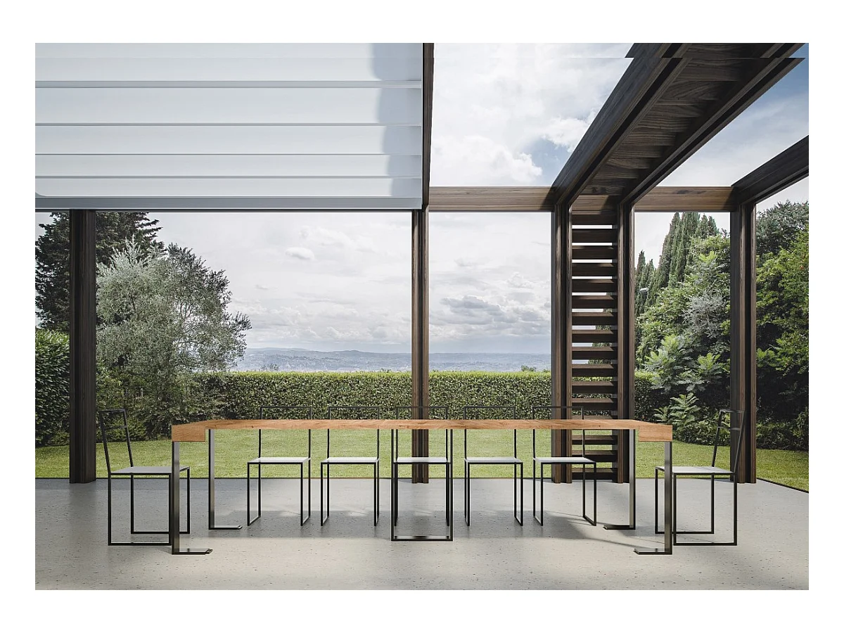 Ausziehbare Konsole 90 x 40/290 cm, Gestell aus Sintesi gefärbter Tanne in Anthrazit