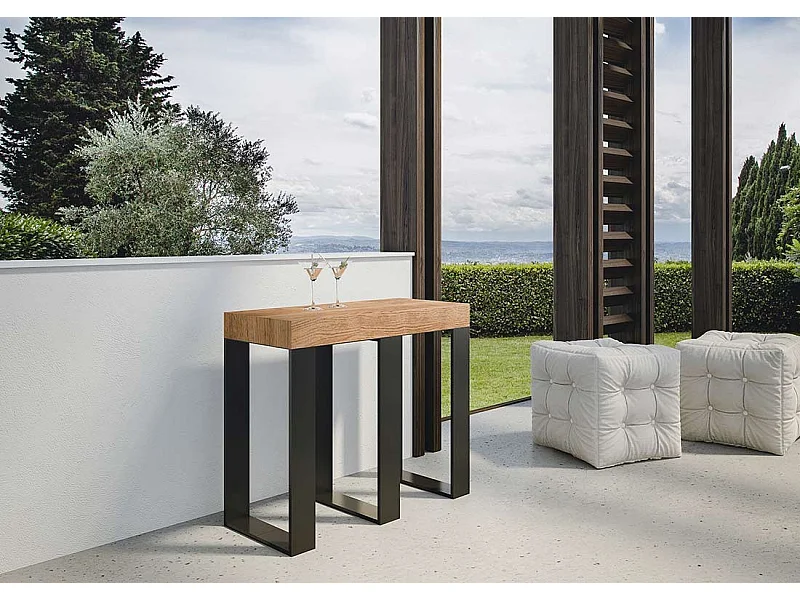 Console Extensible 90x40/290 cm Sintesi Sapin Teinté cadre Anthracite