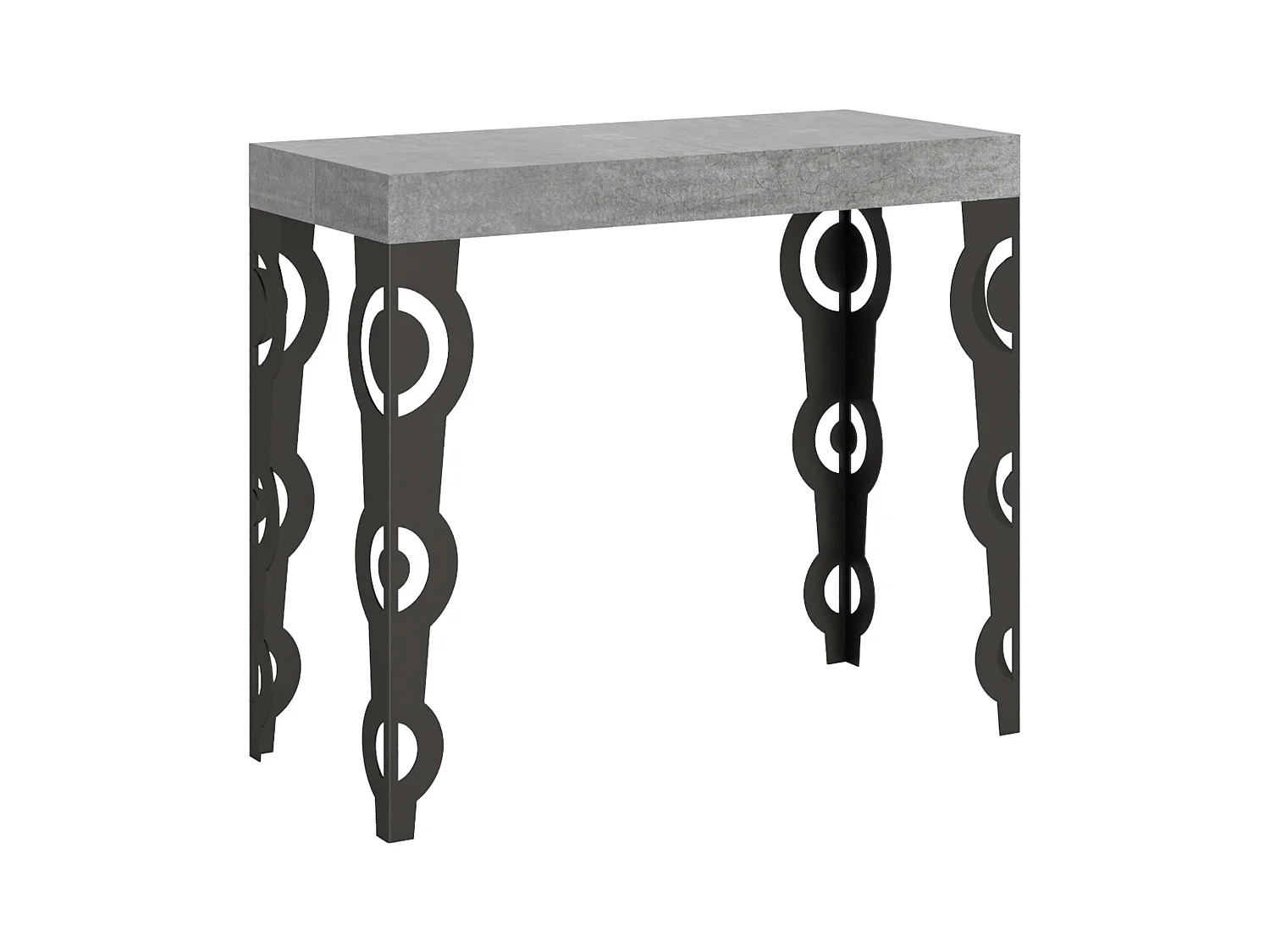 Console extensible 90x40/196 cm Karamay Small Gris Béton cadre Anthracite