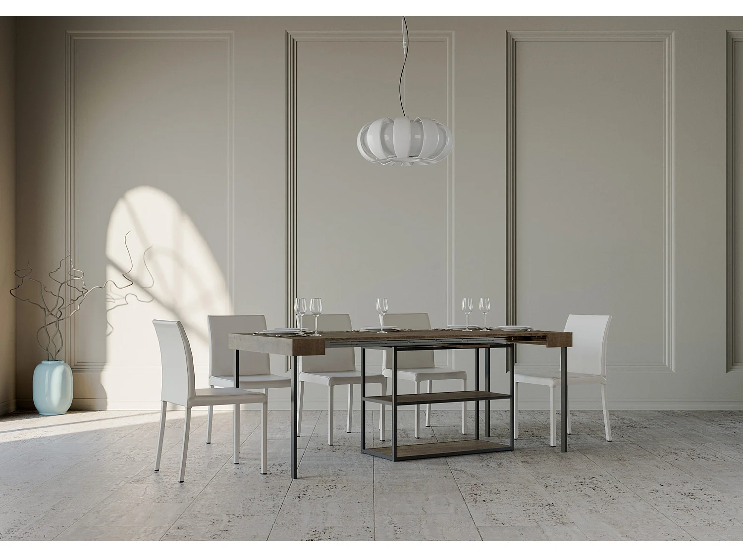 Konsola rozkładana 90x40/196 cm Plano Small Orzech rama w kolorze Antracytu