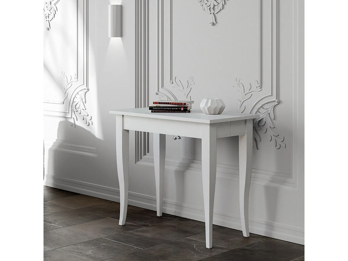 Ausziehbarer Konsolentisch 90x48/204 cm Sciabola Small Esche weiß