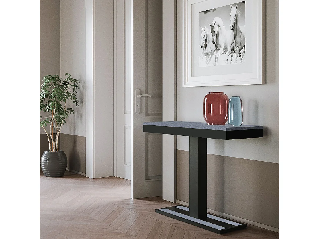 Console extensible 90x40/196 cm Capital Small Evolution Gris Béton cadre Anthracite