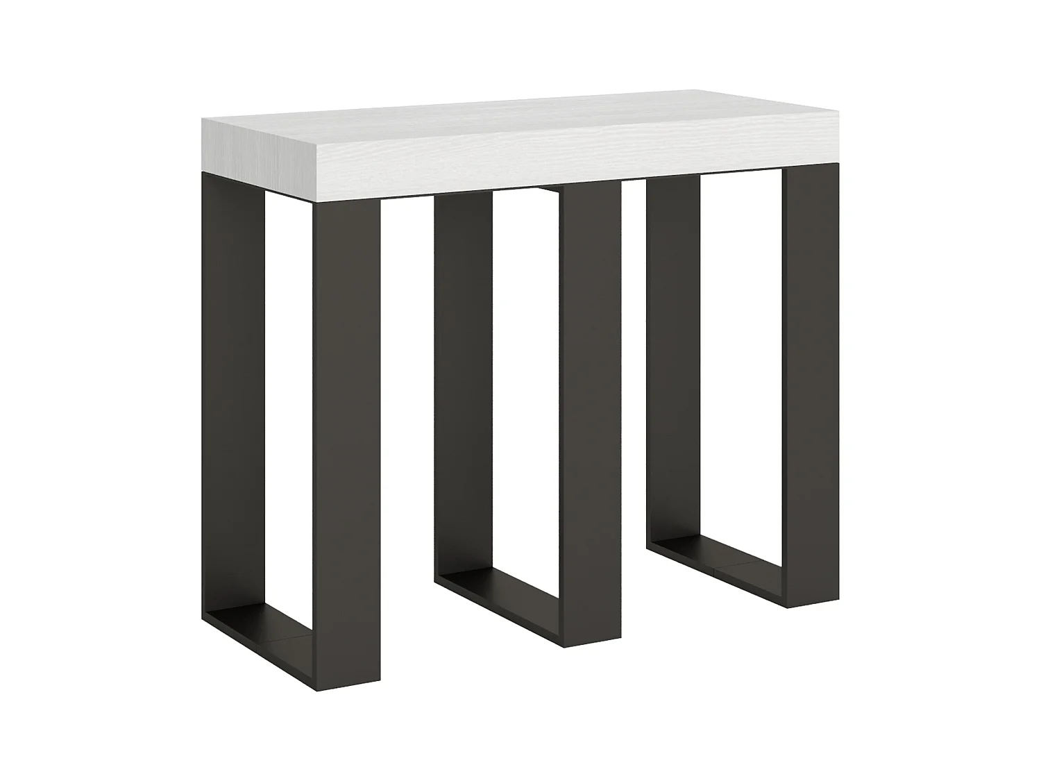 Console extensible 90x40/300 cm Sintesi Frêne Blanc cadre Anthracite