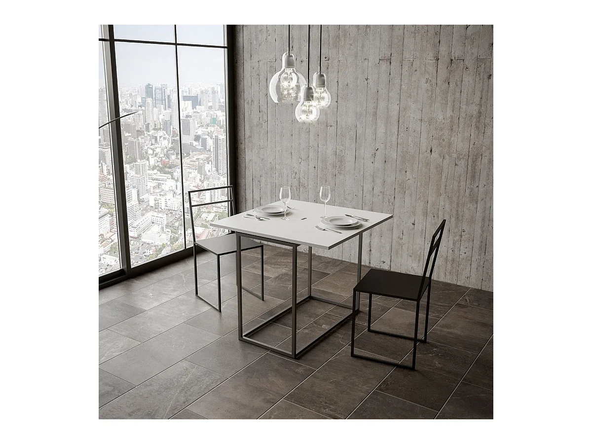 Consolle apribile 90x45/90 cm Nordica Libra Bianco Frassino telaio Antracite