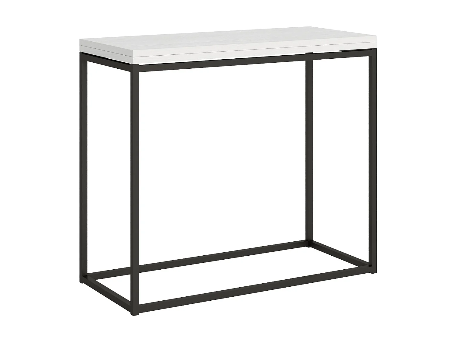 Console extensible portefeuille 90x45/90 cm Nordica Libra Frêne Blanc cadre Anthracite