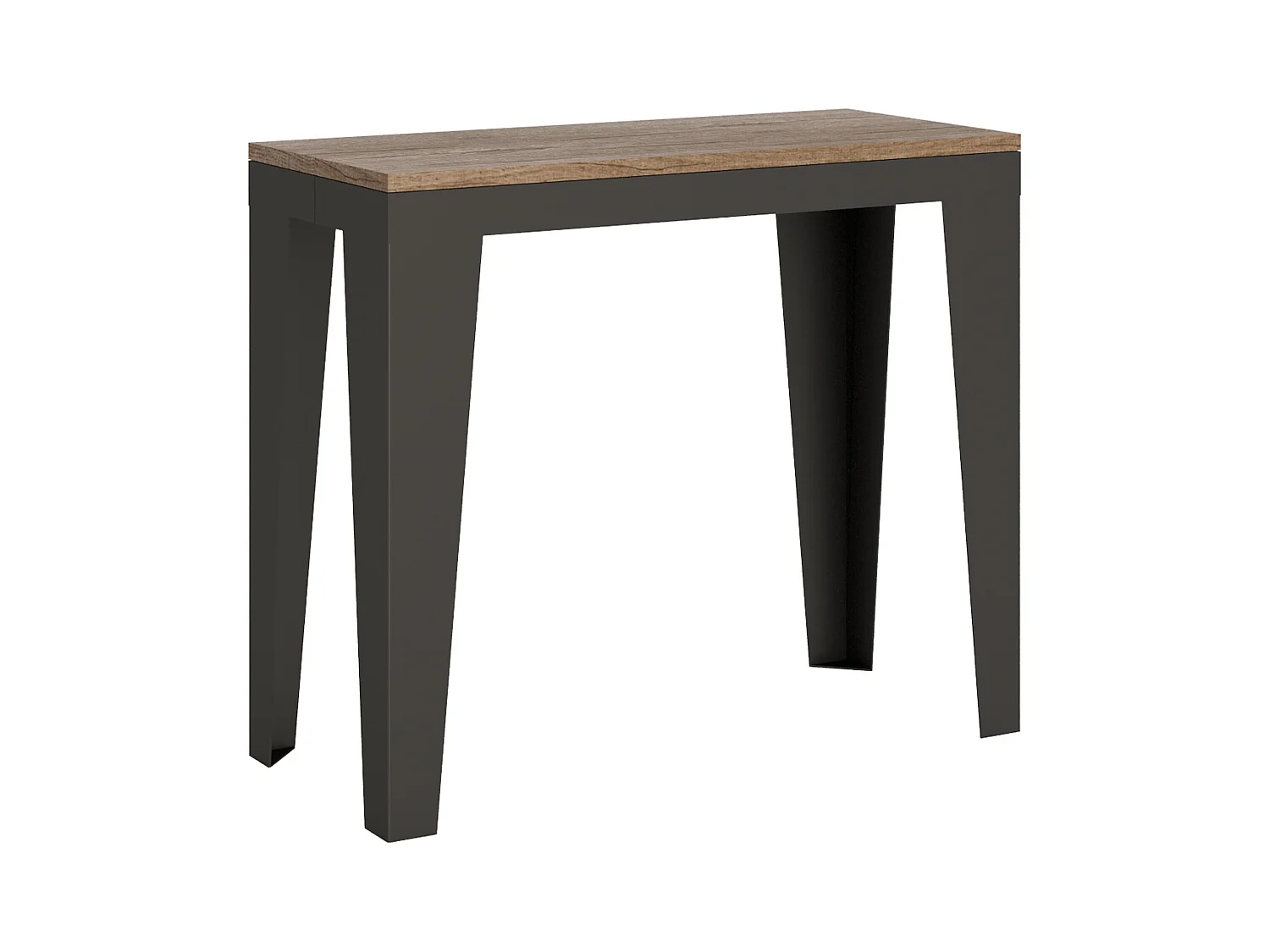 Console extensible 90x40/196 cm Flame Small Evolution Chêne Nature cadre Anthracite
