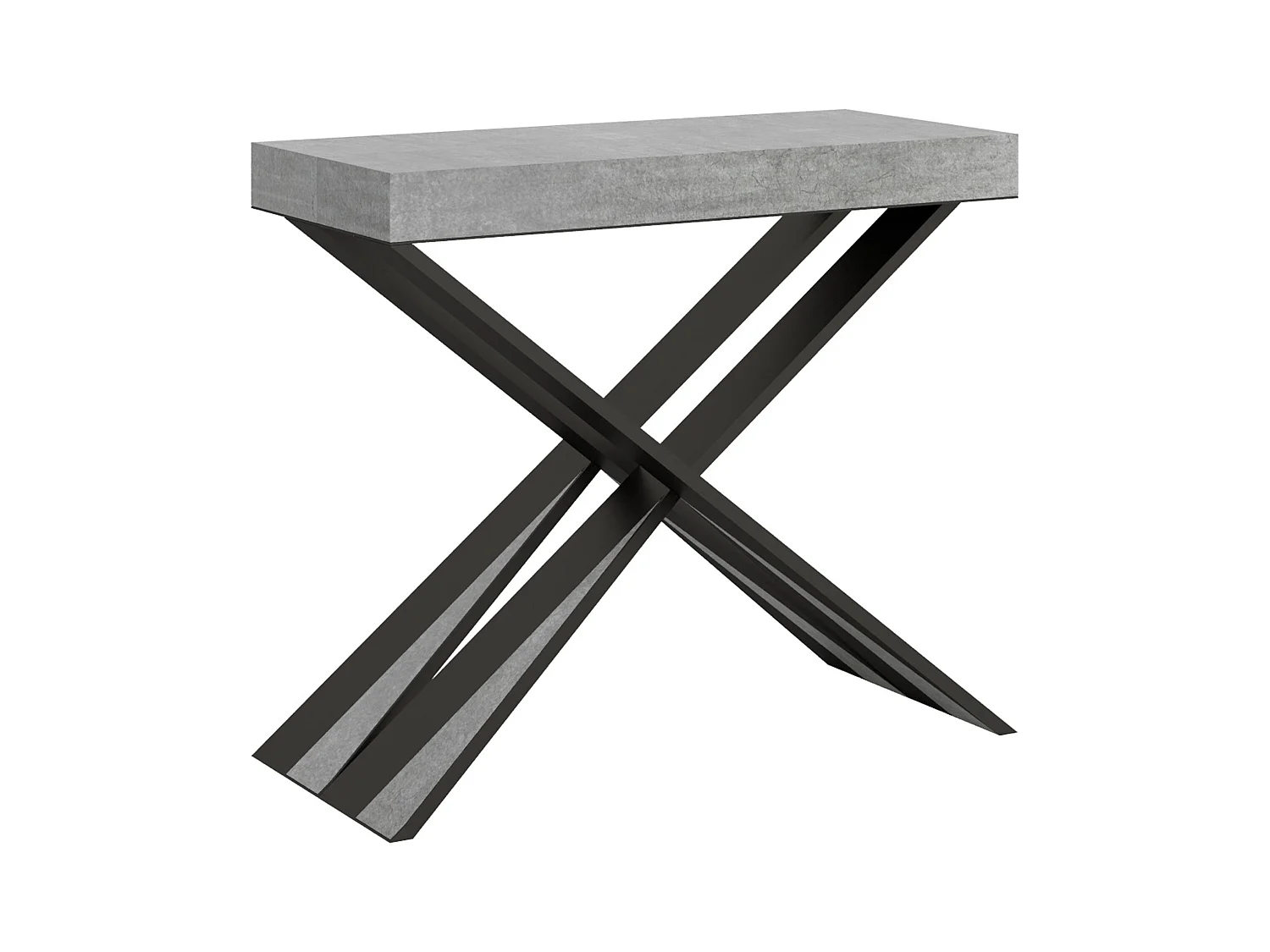 Console extensible 90x40/196 cm Diago Small Premium Gris Béton cadre Anthracite