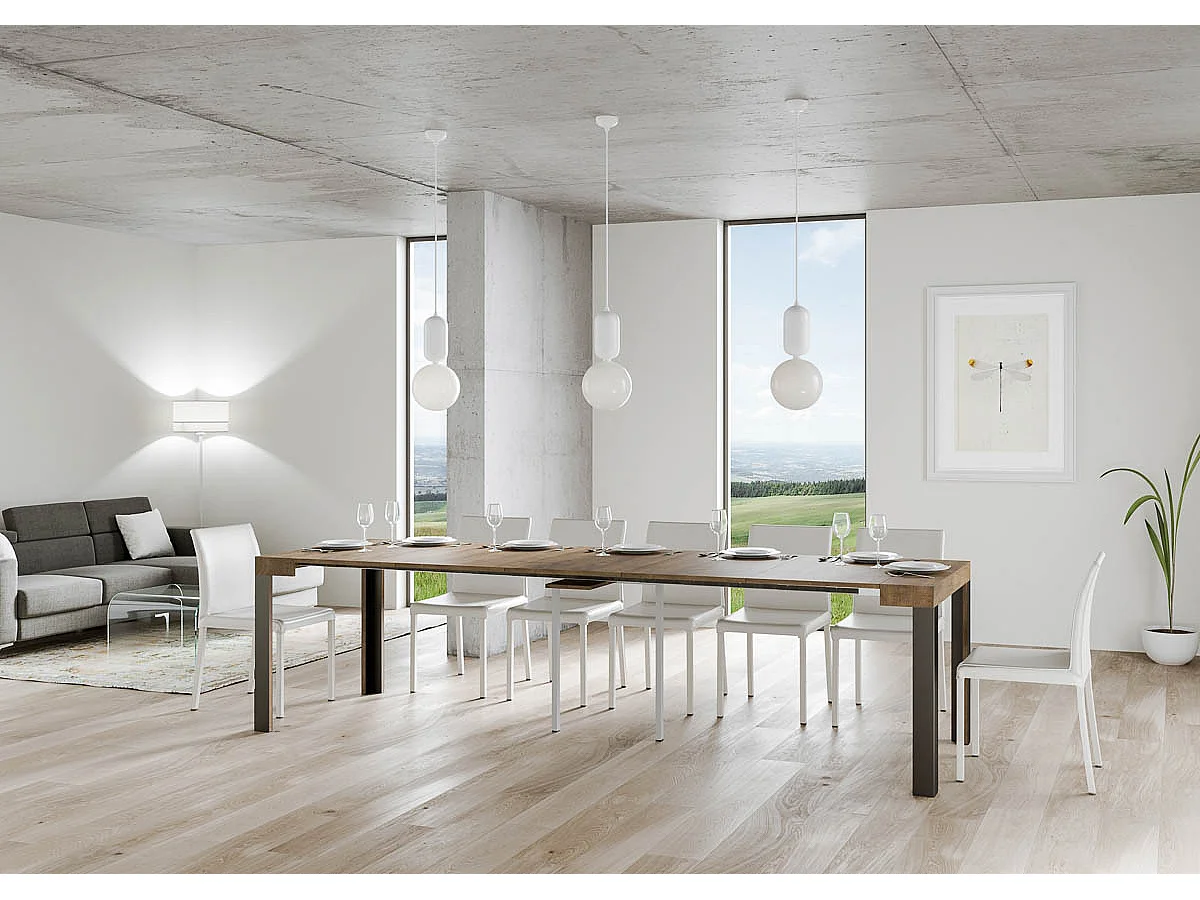 Console extensible 90x40/300 cm Linea Noyer cadre Anthracite