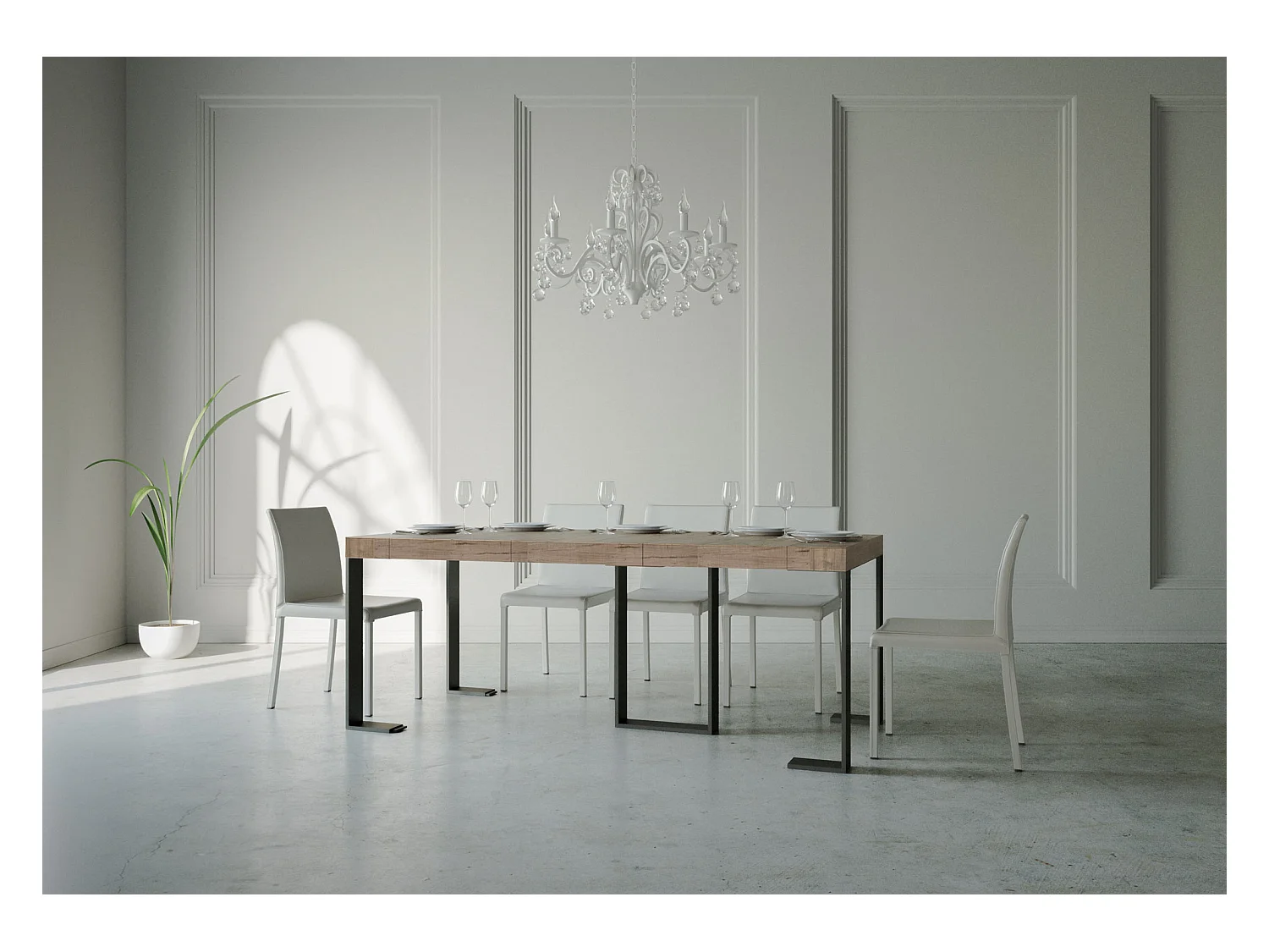 Konsola rozkładana 90x40/300 cm Dąb Sintesi Premium Natural Struktura Antracyt