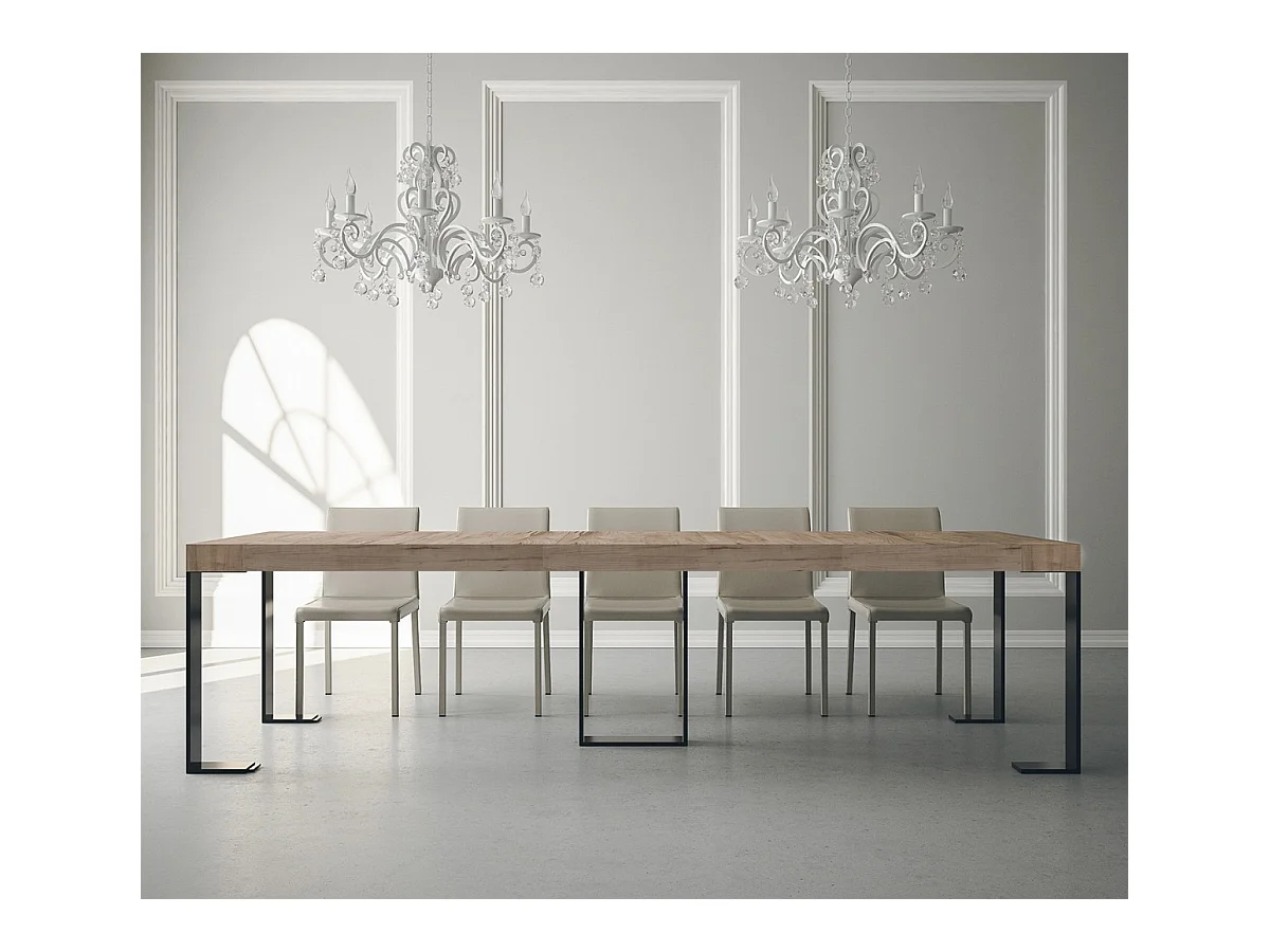 Konsola rozkładana 90x40/300 cm Dąb Sintesi Premium Natural Struktura Antracyt