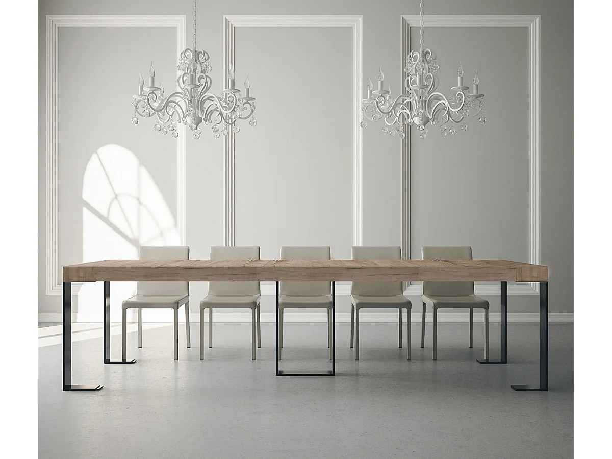 Konsola rozkładana 90x40/300 cm Dąb Sintesi Premium Natural Struktura Antracyt