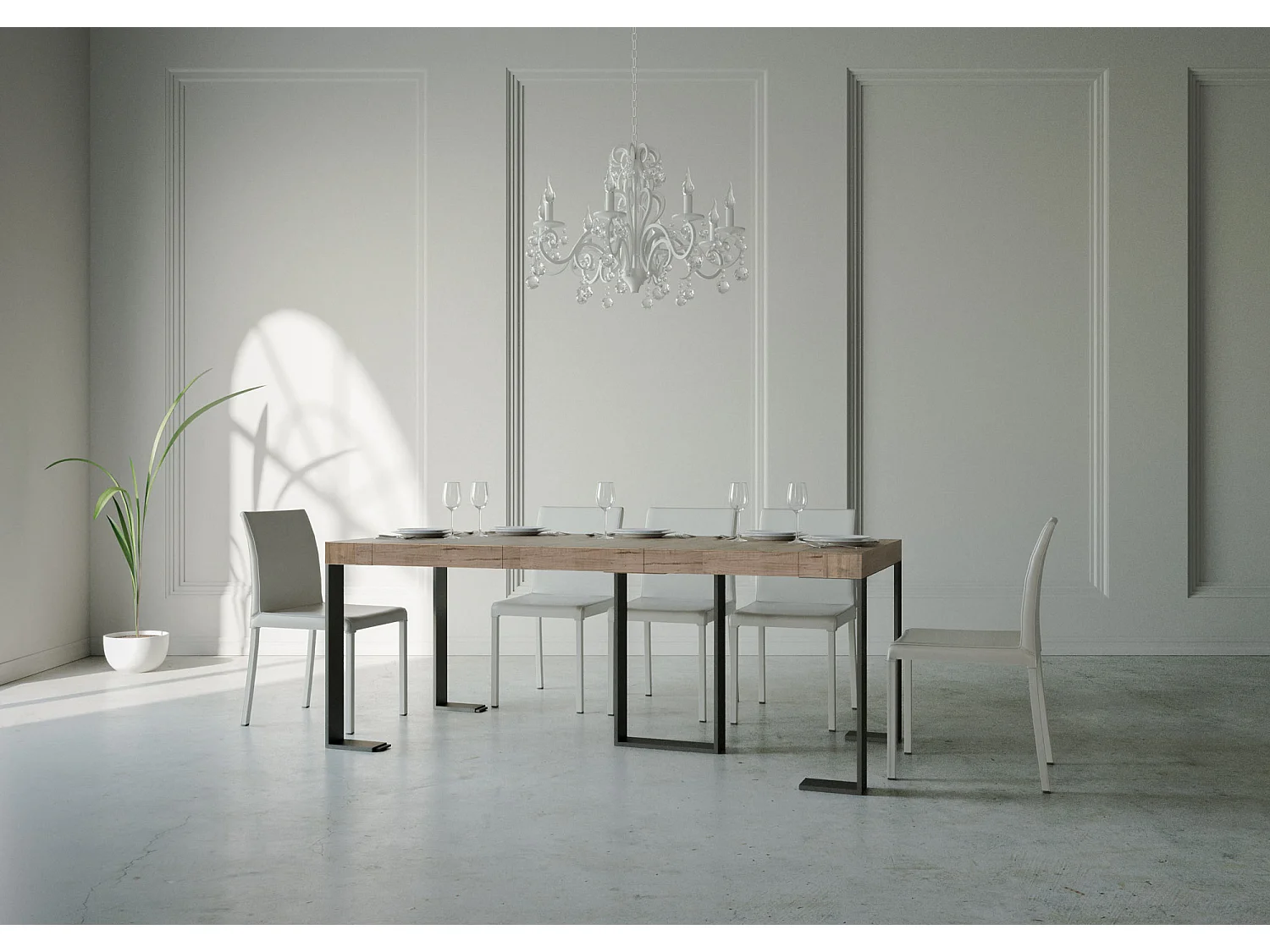 Konsola rozkładana 90x40/300 cm Dąb Sintesi Premium Natural Struktura Antracyt