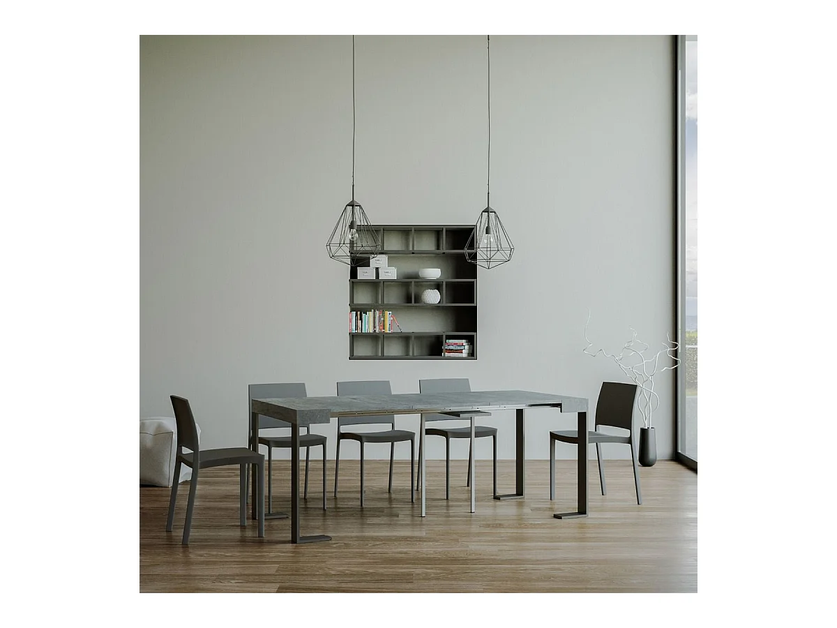 Konsola rozkładana 90x40/300 cm Rama Tecno Cemento Antracyt