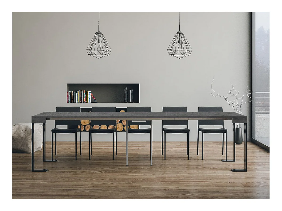 Konsola rozkładana 90x40/300 cm Rama Tecno Cemento Antracyt