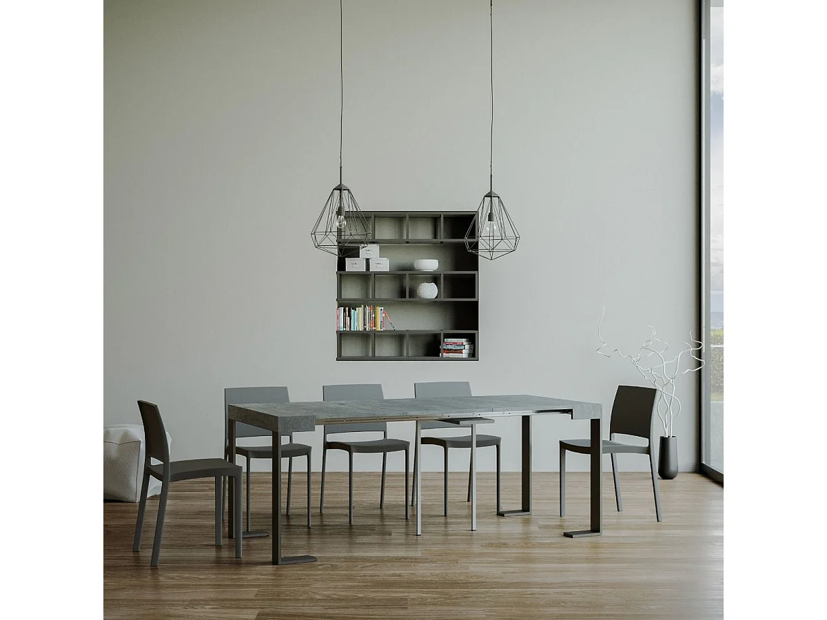 Konsola rozkładana 90x40/300 cm Tecno Cementu rama w kolorze Antracytu